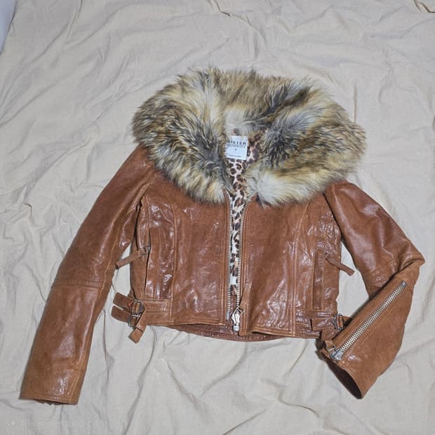 리얼 양가죽 퍼 라이더 자켓