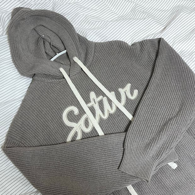 세터 아플리케 로고 캐시미어 블렌드 후드 니트 클래식