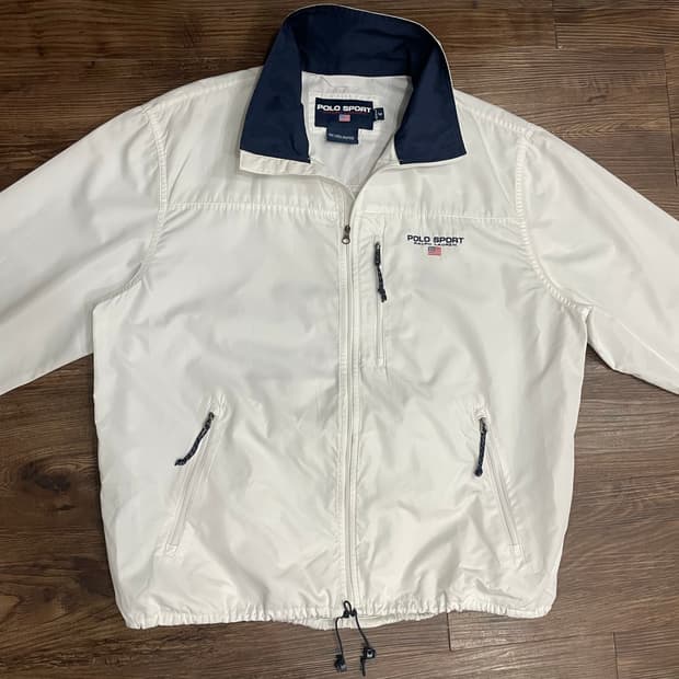 90s 폴로스포츠 성조기 화이트 윈드브레이커 바람막이