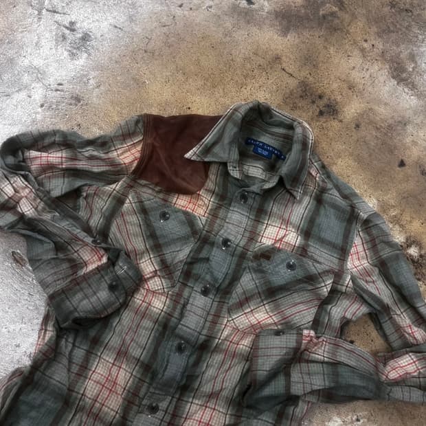 폴로 랄프로렌 카키 베이지 체크 셔츠 두쫀쿠 