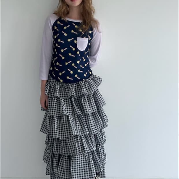 샵페어리 캉캉 체크 스커트