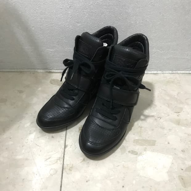 Ash 레더 웨지힐 하이탑 스니커즈