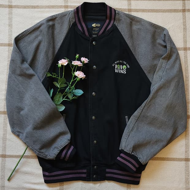 90s 빈티지 데님자켓 블랙 데님 바시티 재킷 빅사이즈 데님 XL