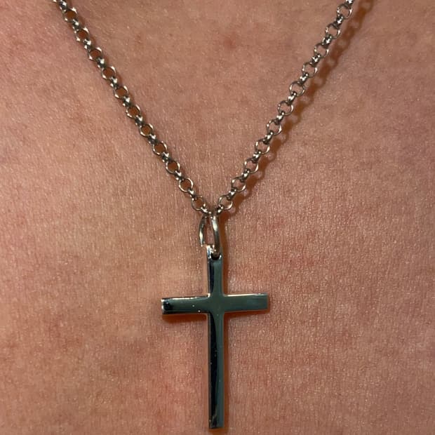 크로스 팬던트 은목걸이 