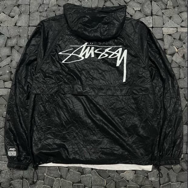 Stussy 스투시 비치 쉘 링클 나일론 자켓 블랙 바람막이