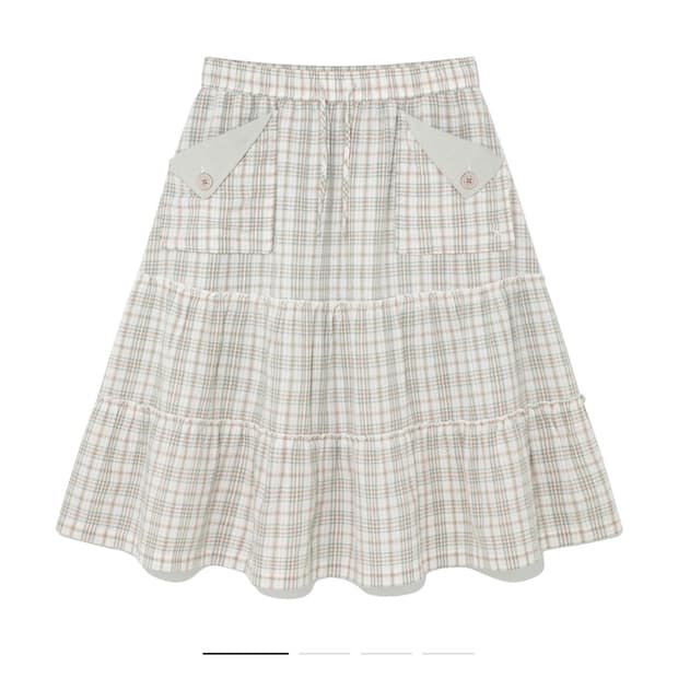 TCM frill pocket check skirt (green) 