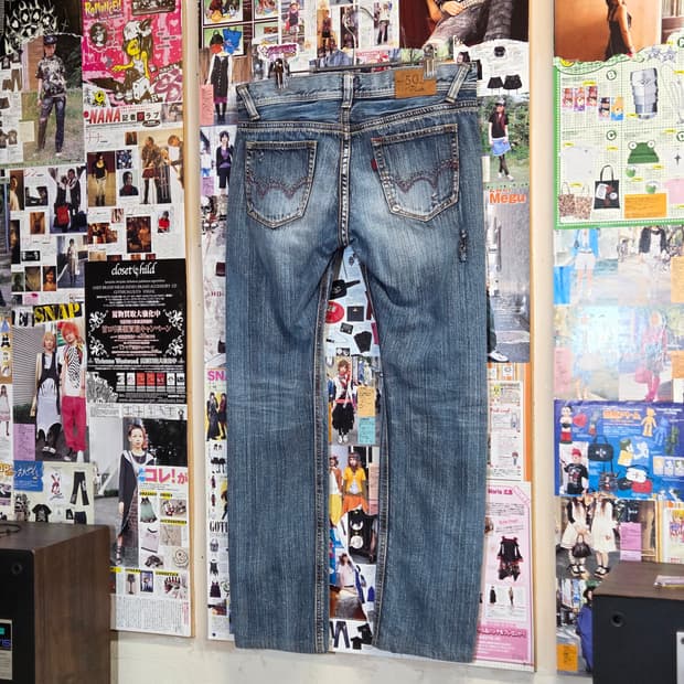 JPN 에드윈 워싱 데미지 슬림스트레이트 데님팬츠