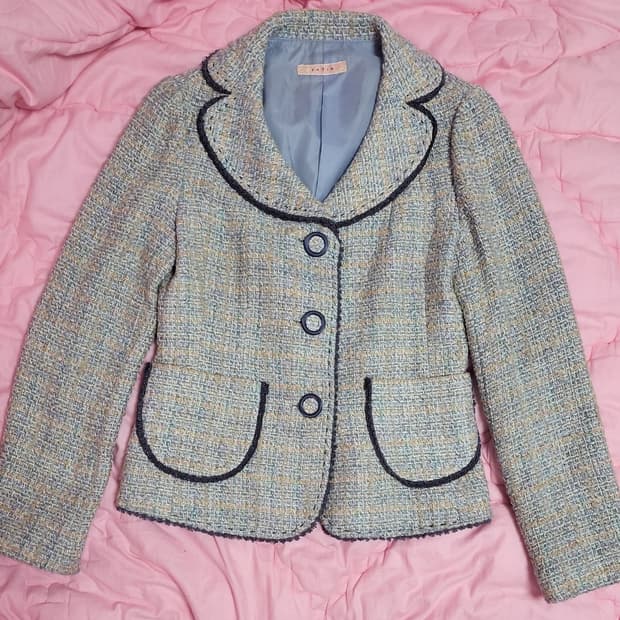 급처상태좋음!SATIN 샤틴 디올 느낌 귀요미 트위드 자켓 레니본st