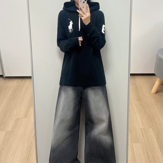 폴로 랄프로렌 빅포니 블랙 후드 롱슬리브