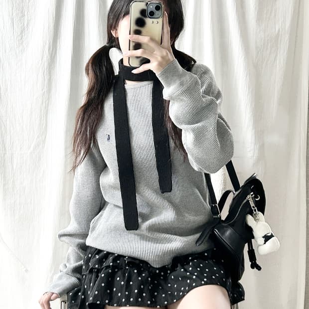 폴로 그레이 와플 롱슬리브