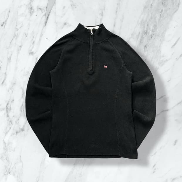 폴로 진스 성조기 로고 블랙 하프집업 