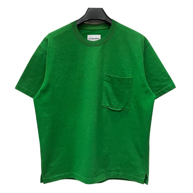 솔리드옴므 그린 오버핏 포켓 반팔티 100