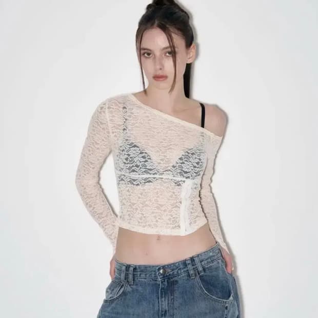 플리즈노팔로우 Eva Lace Corset Long Sleeve Top