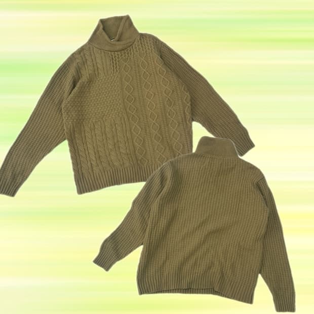 COEN 베이지 브라운 꽈배기 짜임 오버핏 니트 가을 겨울 L