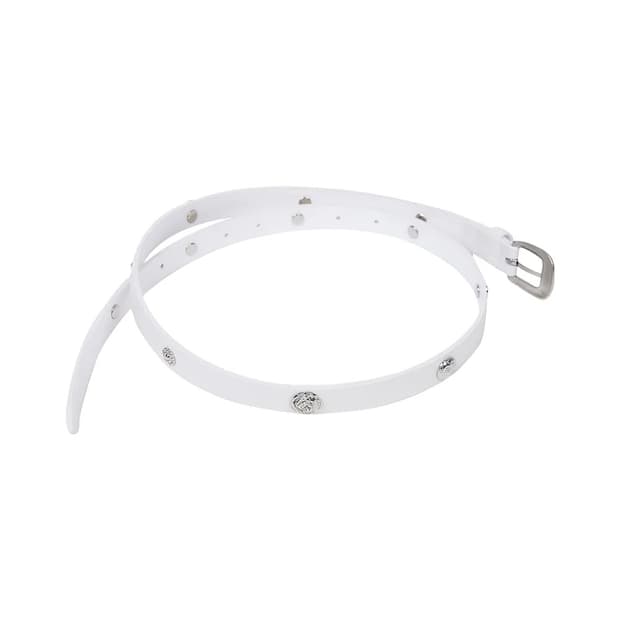 세릭 스터드 레더 벨트 화이트