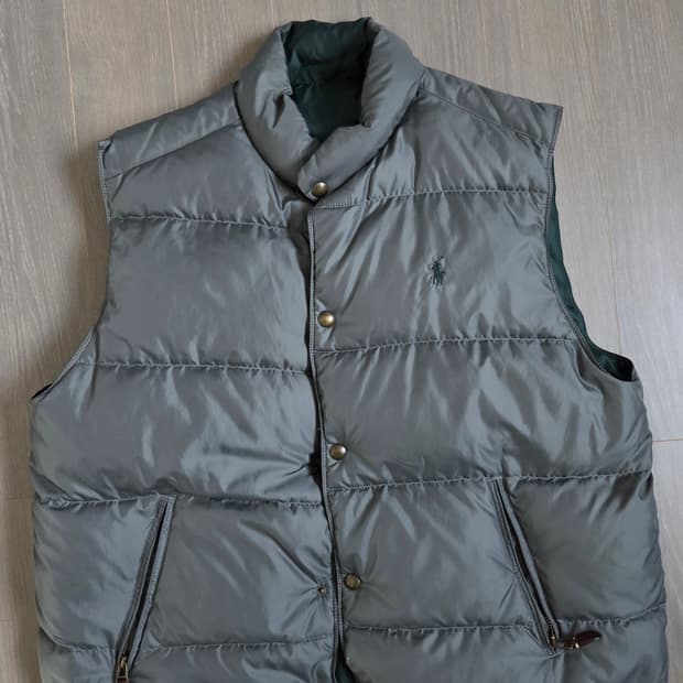 [폴로 랄프로렌-XL] 양면 패딩 조끼 그레이/다크그린