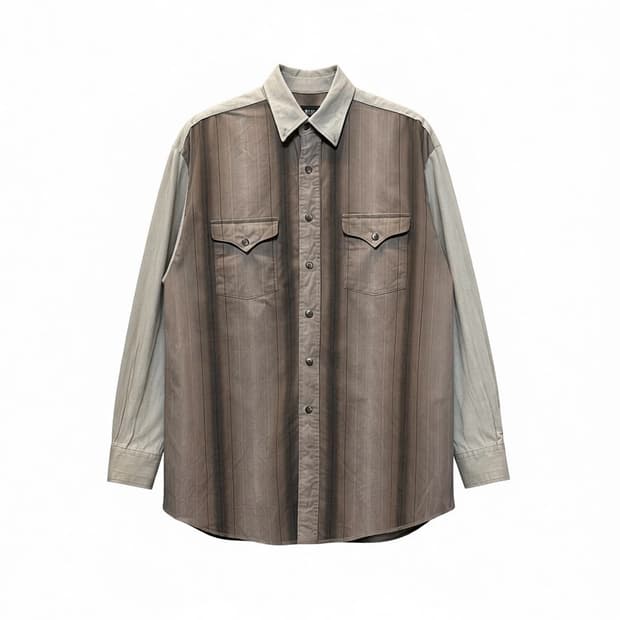 USA VINTAGE 웨스턴 셔츠 스트라이프 패턴 스냅버튼 디테일 그레이