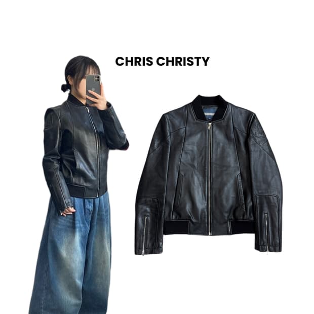 크리스크리스티 스컬 해골 리얼레더 염소가죽 봄버 가죽자켓