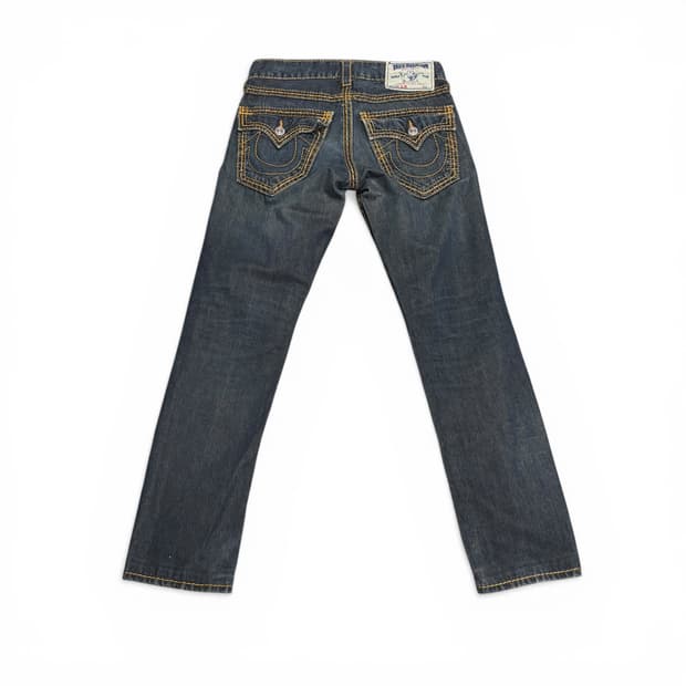 27 트루릴리전 진청 슬림핏 데미지 데님팬츠