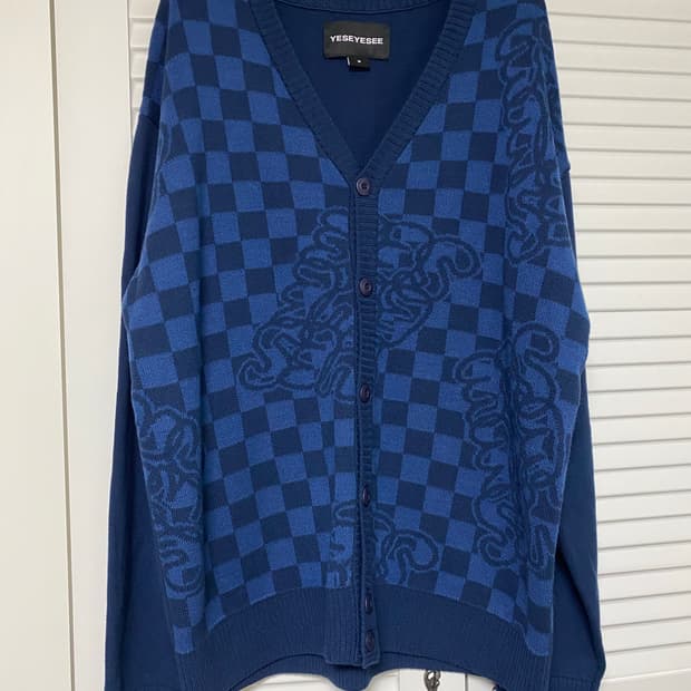 예스아이씨 체커보드 가디건 네이비 m