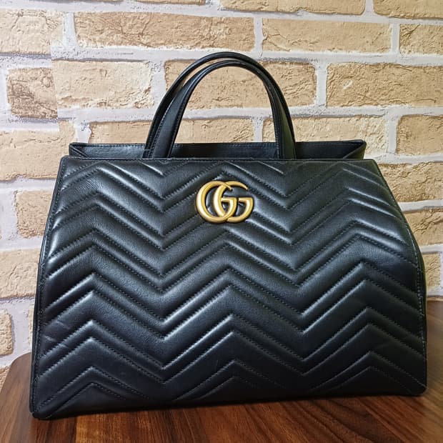 구찌 GG 마몽 마틀라세 탑핸들 백