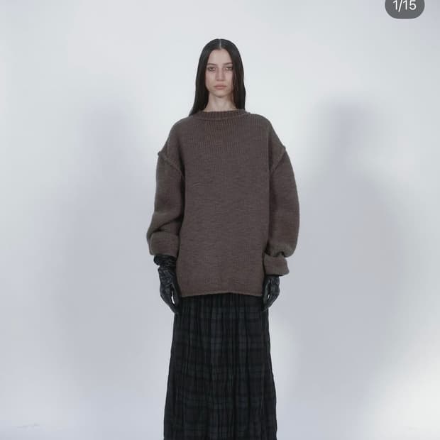 낫띵에브리띵 WRINKLE PLEATED CHECK SKIRT 딥그린