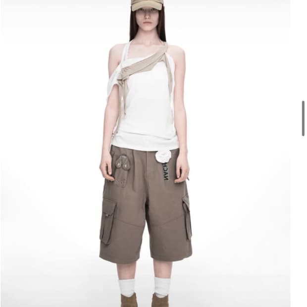 나체 워싱 카고 하프 팬츠 1 size