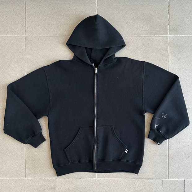 빈티지 러셀 후드집업 블랙 M