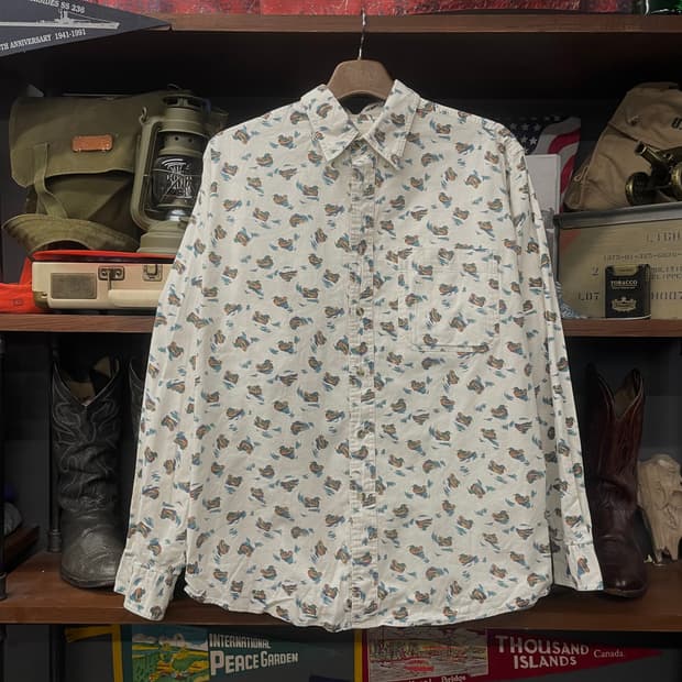 90s 랭글러 러기드 웨어 청둥오리 애니멀 패턴 포켓 셔츠 N297
