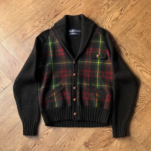 [S]80's 폴로 랄프로렌 체크 울 가디건