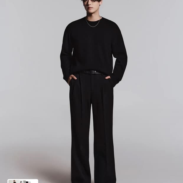 [30] 무탠다드 리얼 와이드 히든밴딩 슬랙스 블랙