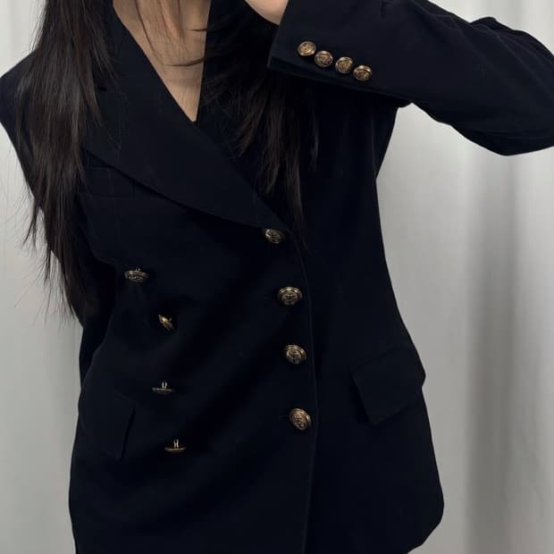 폴로 다크 네이비 금장 더블 버튼 블레이저 자켓