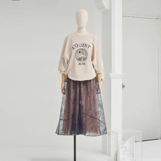 오즈세컨 O2nd 2021 레이스 레이어드 플레어 스커트 61-90사이즈