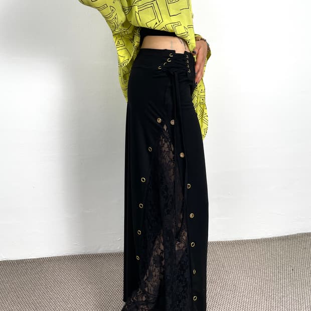 vintage gothic lace corset flare pants