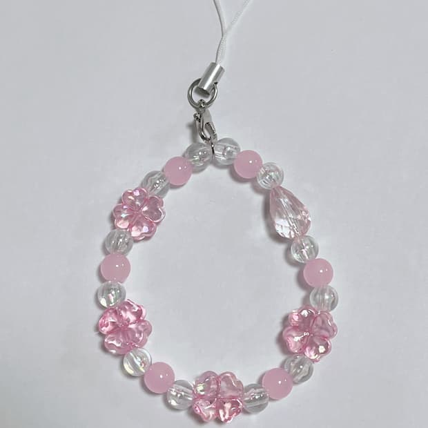 팔찌 스트랩 키링 | 핑크 네잎클로버