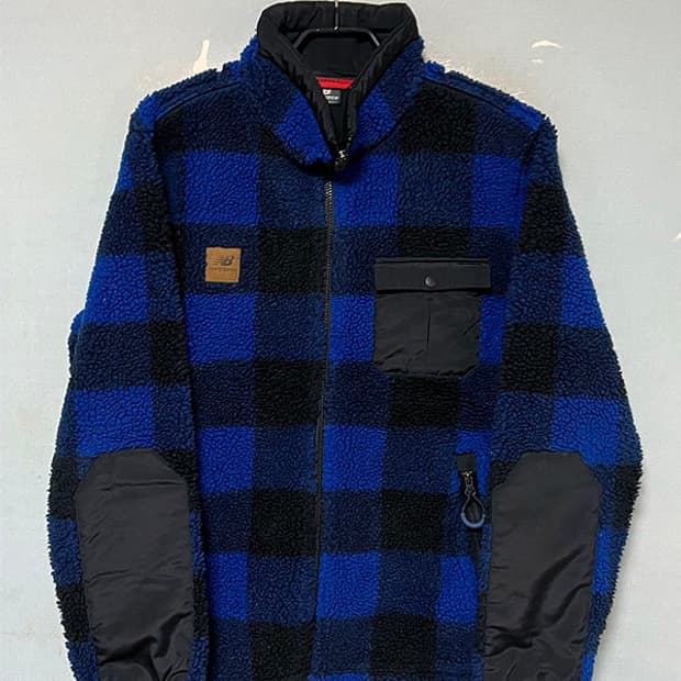 뉴발란스 남자 뽀글이점퍼 양털자켓 체크 캐주얼 XL 105