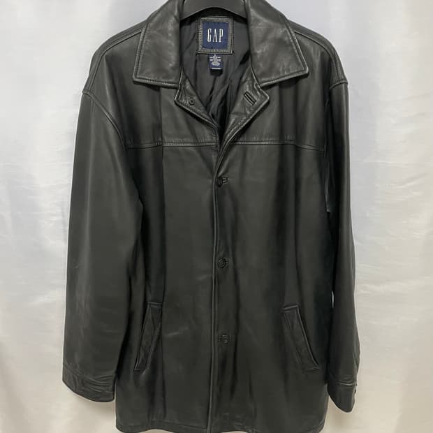(XL) 90s 빈티지 올드갭 레더 카코트 블랙