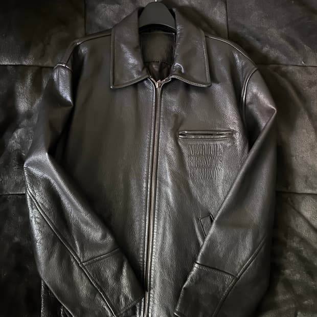 90s 마리떼 소가죽 레더자켓 black 