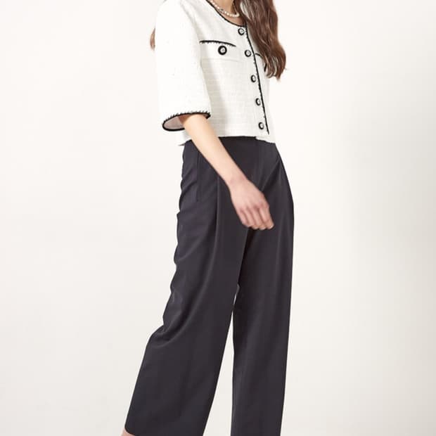 오브제 컬러라인 비딩 트위드자켓