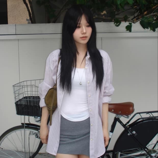 아워캐비넷 믹스 스트라이프 셔츠