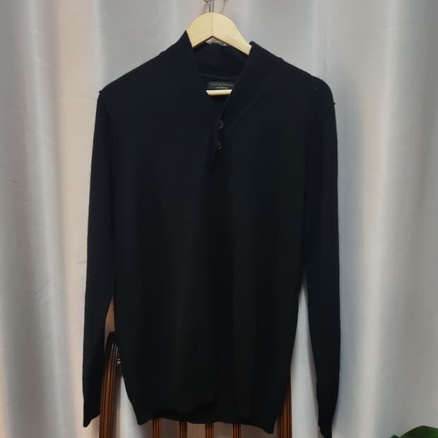 Galeries Lafayette 남성용 블랙 캐시미어 니트