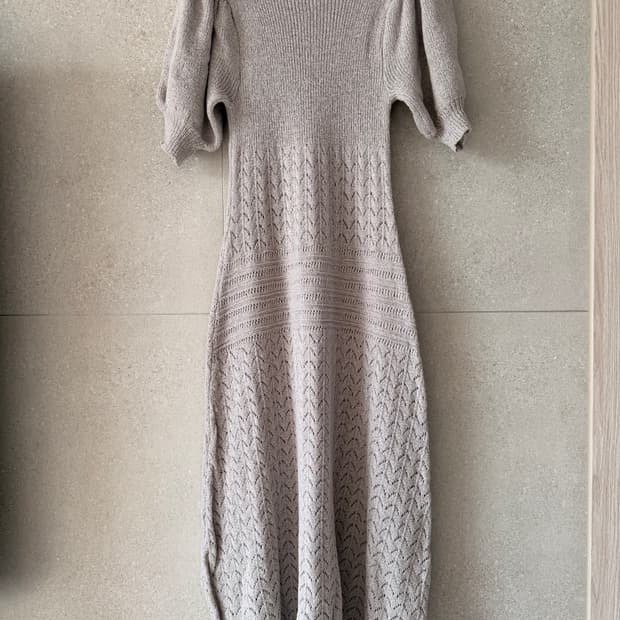 레이스 롱 원피스 그레이 우아한 크로셰