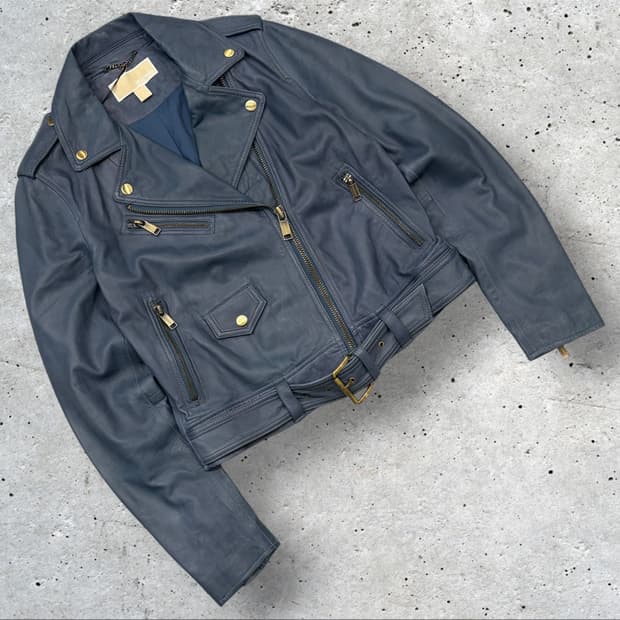 [S] 마이클코어스 양가죽 라이더 레더 자켓 블루 D268