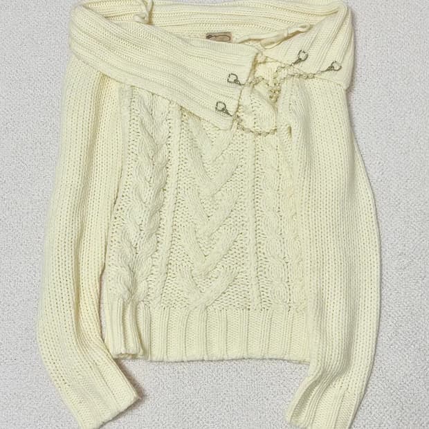 리즈리사 고전 히메갸루 니트 라떼갸루 진주체인 니트