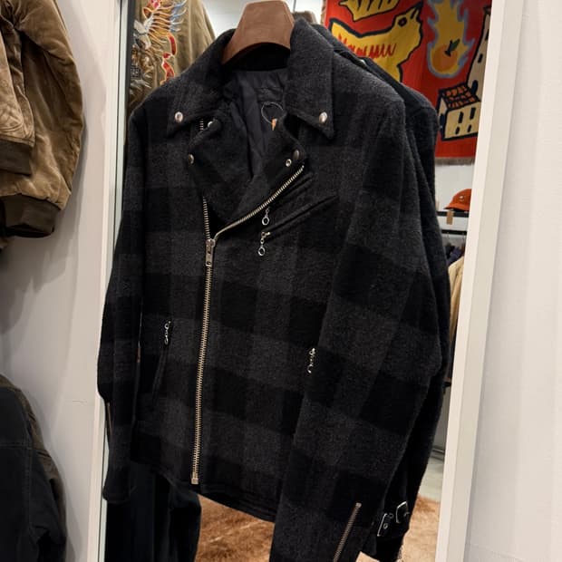 Beams 빔즈 체크 울 라이더 자켓