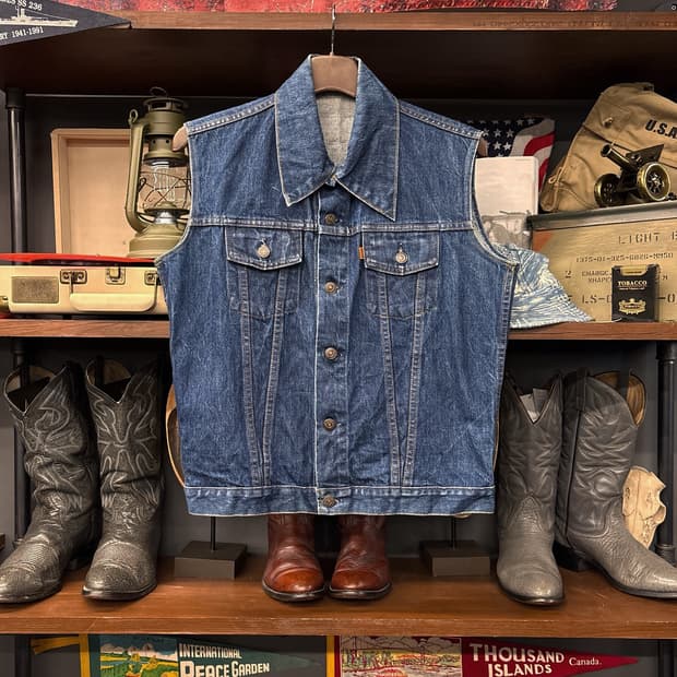 70s 올드 리바이스 오렌지탭 타입3 트러커 데님 베스트 N821