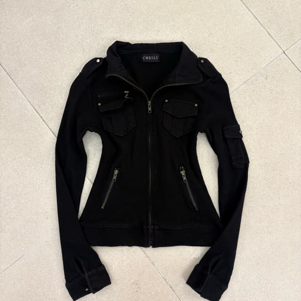 블랙 골지 y2k 집업