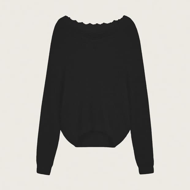 클리시어 브러쉬 레이스 오프솔더 니트