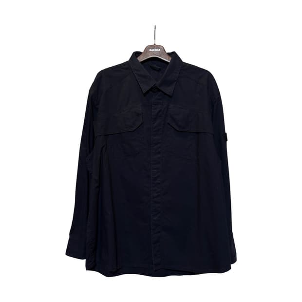 USA VINTAGE 레이스 인서트 코튼셔츠 스티치 라인 디테일 블랙