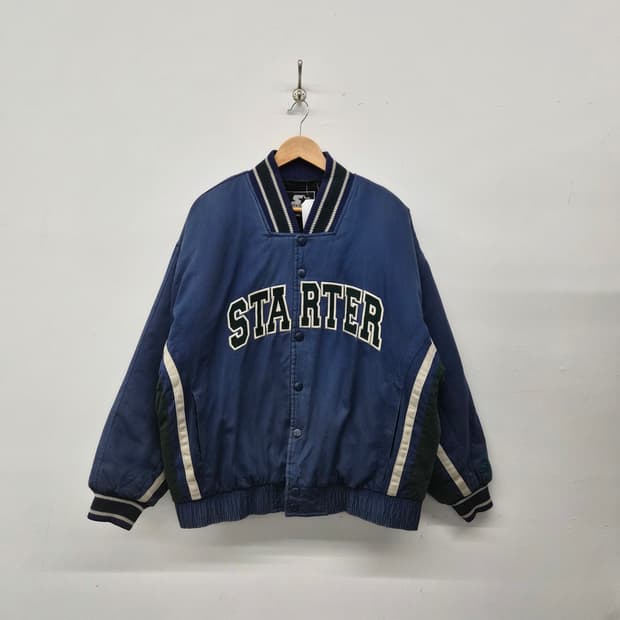 스타터 블루 바시티 자켓 점퍼 남녀공용 M